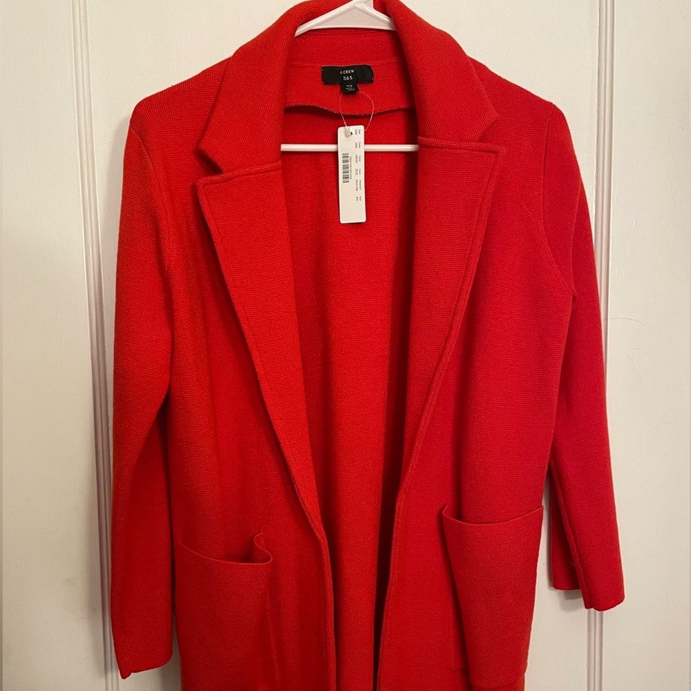 NWT J crew Sophie Open-front Sweater Blazer, xs, bright red